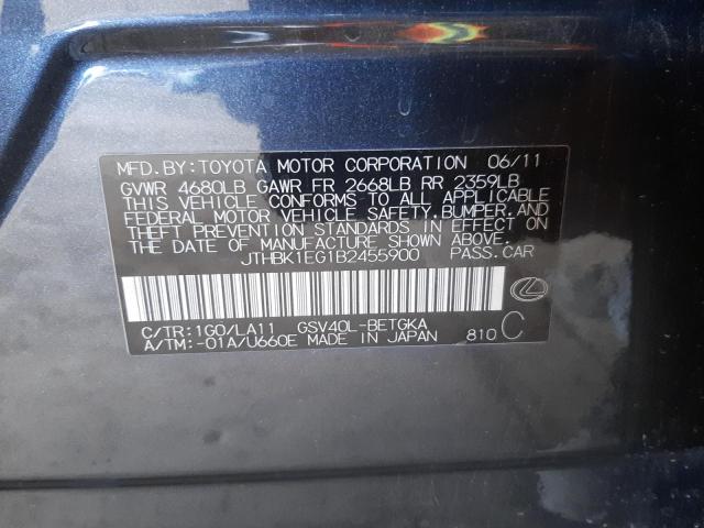 Zdjęcie 10 z aukcji – 2011 LEXUS ES 350 z VIN JTHBK1EG1B2455900
