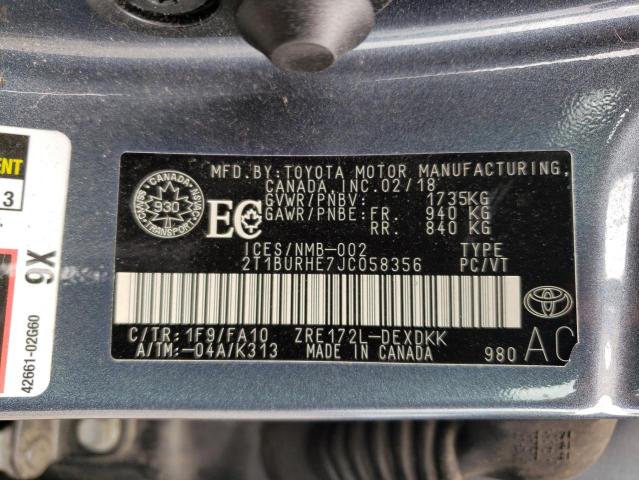 Photo 10 from auction – 2018 TOYOTA COROLLA L with VIN 2T1BURHE7JC058356