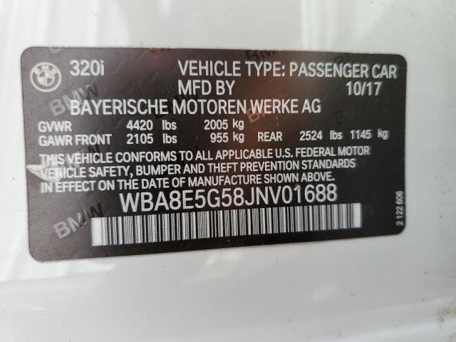 Photo 10 from auction – 2018 BMW 320 XI with VIN WBA8E5G58JNV01688