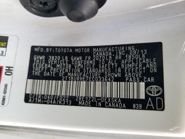 Photo 10 from auction – 2014 TOYOTA COROLLA L with VIN 2T1BURHE7EC033642