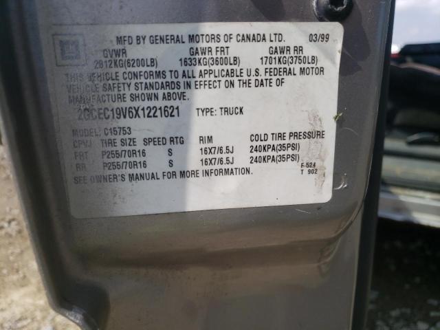 Photo 10 from auction – 1999 CHEVROLET SILVERADO with VIN 2GCEC19V6X1221621
