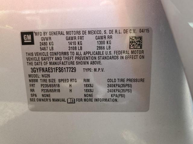 Photo 10 from auction – 2015 CADILLAC SRX with VIN 3GYFNAE31FS617729