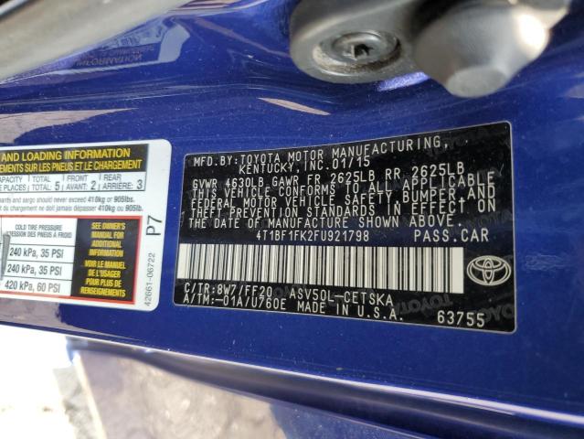 Photo 10 from auction – 2015 TOYOTA CAMRY LE with VIN 4T1BF1FK2FU921798