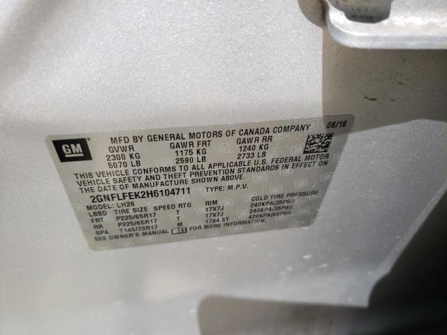 Photo 10 from auction – 2017 CHEVROLET EQUINOX LT with VIN 2GNFLFEK2H6104711