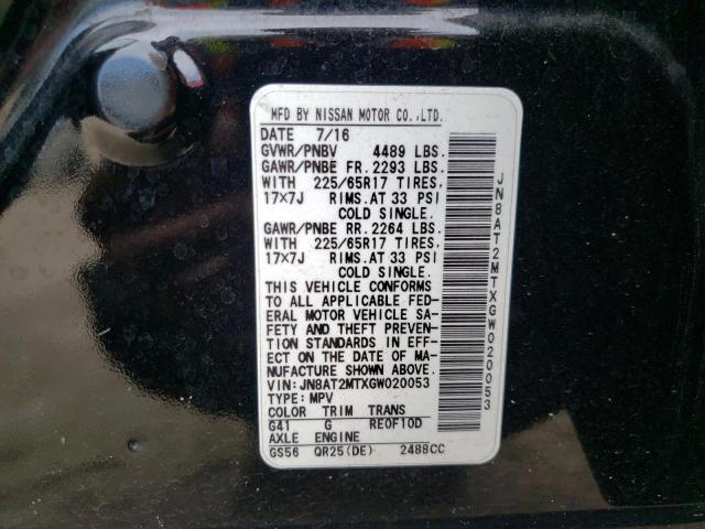 Photo 10 from auction – 2016 NISSAN ROGUE S with VIN JN8AT2MTXGW020053