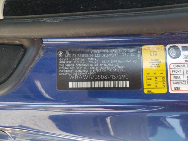 Photo 10 from auction – 2008 BMW 335 I with VIN WBAWB73508P157290