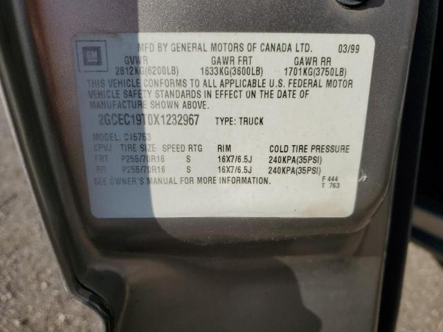 Photo 10 from auction – 1999 CHEVROLET SILVERADO with VIN 2GCEC19T0X1232967