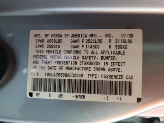 Photo 10 from auction – 2008 ACURA TL TYPE S with VIN 19UUA76588A032258