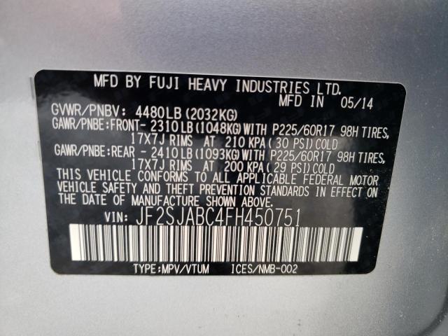 Photo 10 from auction – 2015 SUBARU FORESTER with VIN JF2SJABC4FH450751