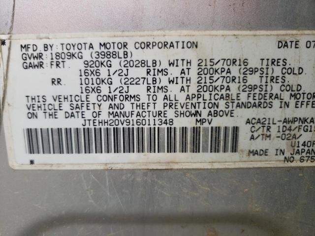 Photo 10 from auction – 2001 TOYOTA RAV4 with VIN JTEHH20V916011348