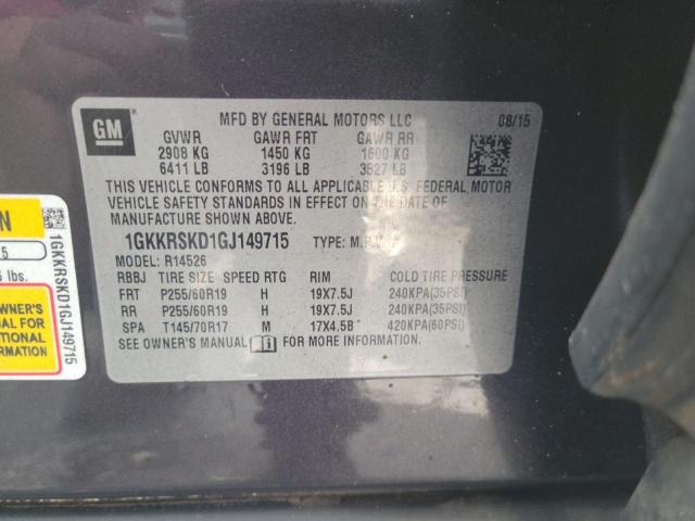 Photo 10 from auction – 2016 GMC ACADIA SLT with VIN 1GKKRSKD1GJ149715