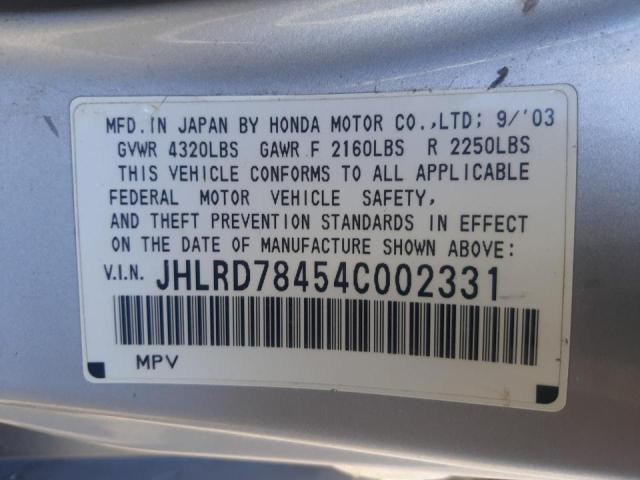 Photo 10 from auction – 2004 HONDA CR-V LX with VIN JHLRD78454C002331