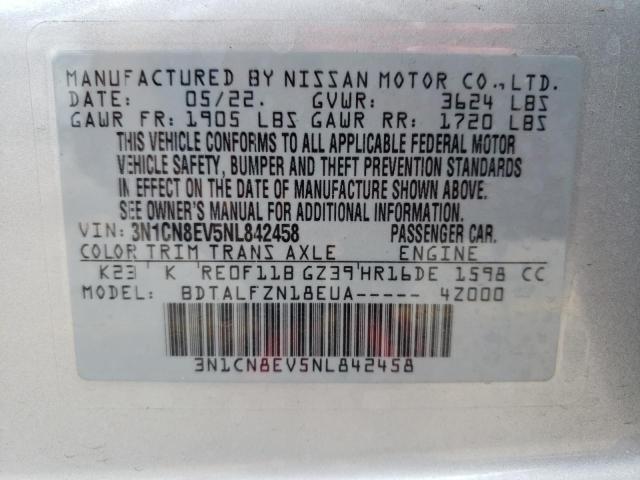 Photo 10 from auction – 2022 NISSAN VERSA SV with VIN 3N1CN8EV5NL842458