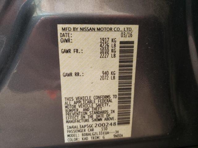 Photo 10 from auction – 2016 NISSAN ALTIMA 2.5 with VIN 1N4AL3AP5GC200248