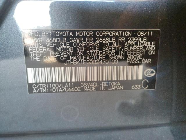 Photo 10 from auction – 2011 LEXUS ES 350 with VIN JTHBK1EG0B2470100