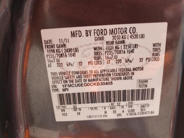 Photo 10 from auction – 2012 FORD ESCAPE LIM with VIN 1FMCU0EG0CKB30405