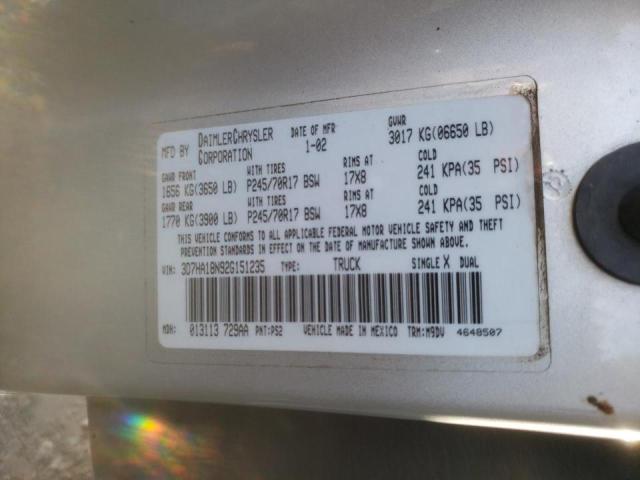 Photo 10 from auction – 2002 DODGE RAM 1500 with VIN 3D7HA18N92G151235