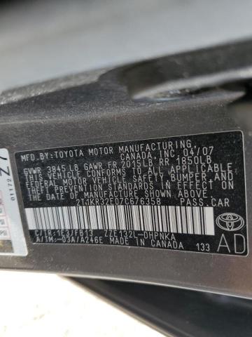 Photo 10 from auction – 2007 TOYOTA COROLLA MA with VIN 2T1KR32E07C676358