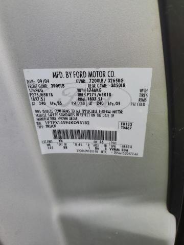 Photo 10 from auction – 2004 FORD F150 with VIN 1FTPX14594KD95182