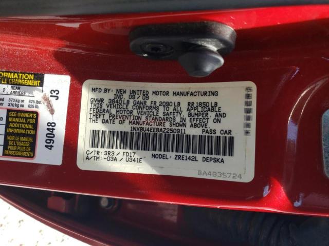 Photo 10 from auction – 2010 TOYOTA COROLLA BA with VIN 1NXBU4EE8AZ250911
