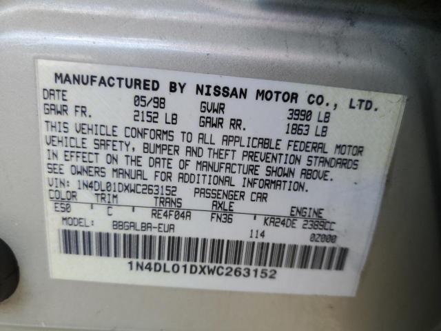 Photo 10 from auction – 1998 NISSAN ALTIMA XE with VIN 1N4DL01DXWC263152