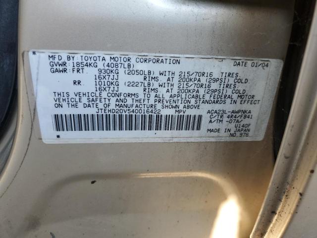 Photo 10 from auction – 2004 TOYOTA RAV4 with VIN JTEHD20V540016422