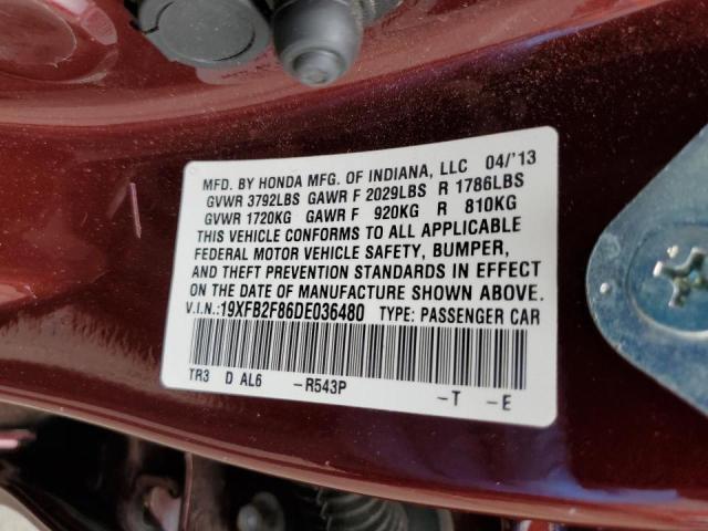Photo 10 from auction – 2013 HONDA CIVIC EX with VIN 19XFB2F86DE036480