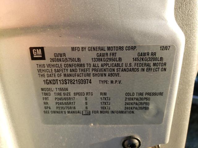 Photo 10 from auction – 2008 GMC ENVOY with VIN 1GKDT13S782193974