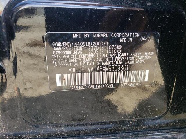 Photo 10 from auction – 2021 SUBARU WRX with VIN JF1VA1A6XM9809301