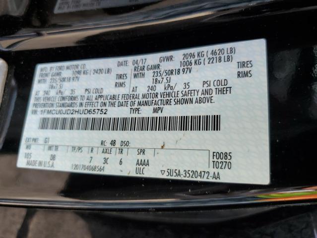 Photo 10 from auction – 2017 FORD ESCAPE TIT with VIN 1FMCU0JD2HUD65752
