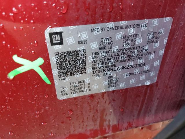 Photo 10 from auction – 2019 GMC ACADIA SLE with VIN 1GKKNSLA4KZ253304