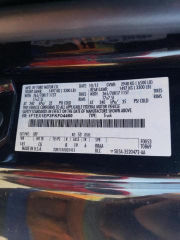 Photo 10 from auction – 2015 FORD F150 SUPER with VIN 1FTEX1EP3FKF04469