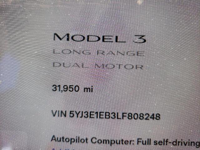 Photo 8 from auction – 2020 TESLA MODEL 3 with VIN 5YJ3E1EB3LF808248