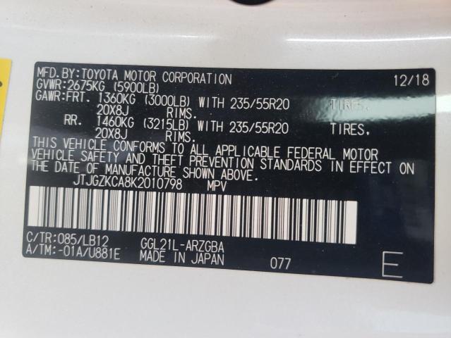 Photo 10 from auction – 2019 LEXUS RX 350 L with VIN JTJGZKCA8K2010798