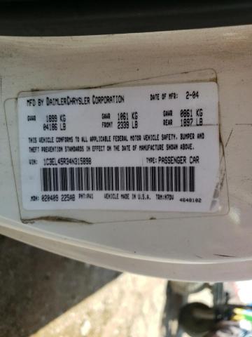 Photo 10 from auction – 2004 CHRYSLER SEBRING LX with VIN 1C3EL45R34N315898