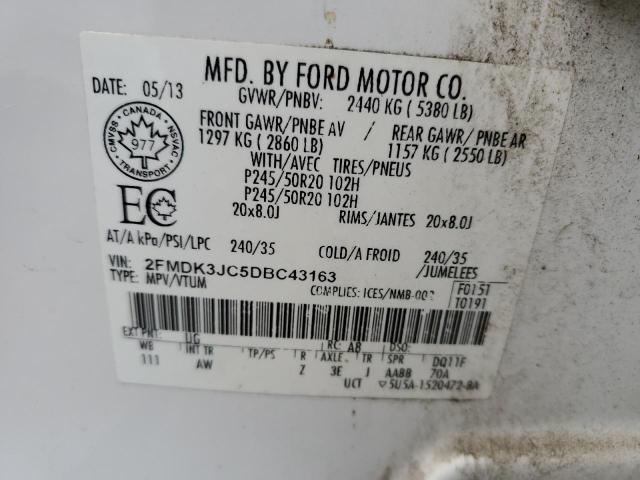 Photo 10 from auction – 2013 FORD EDGE SEL with VIN 2FMDK3JC5DBC43163