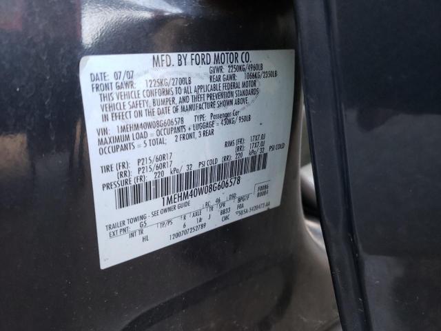 Photo 10 from auction – 2008 MERCURY SABLE LUXU with VIN 1MEHM40W08G606578