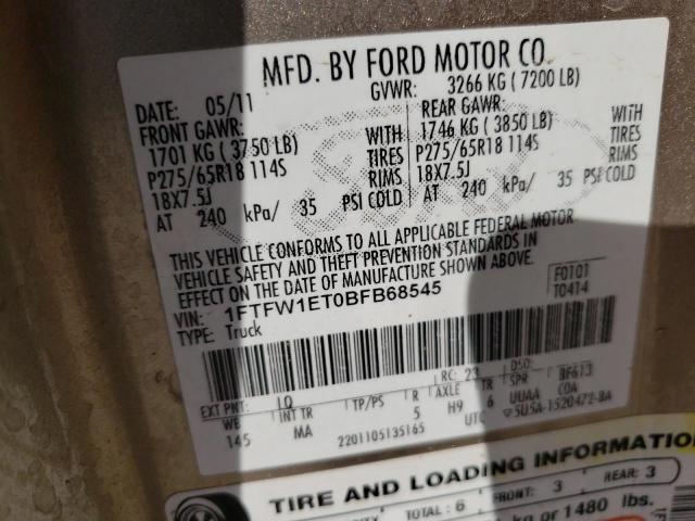 Photo 10 from auction – 2011 FORD F150 SUPER with VIN 1FTFW1ET0BFB68545