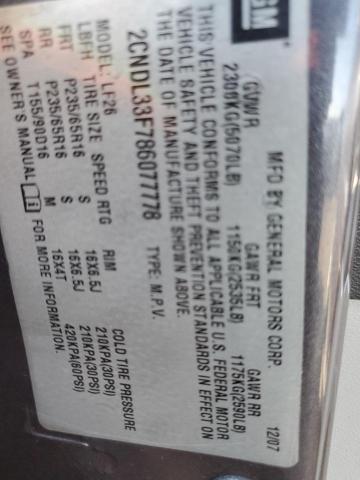 Photo 10 from auction – 2008 CHEVROLET EQUINOX LT with VIN 2CNDL33F786077778