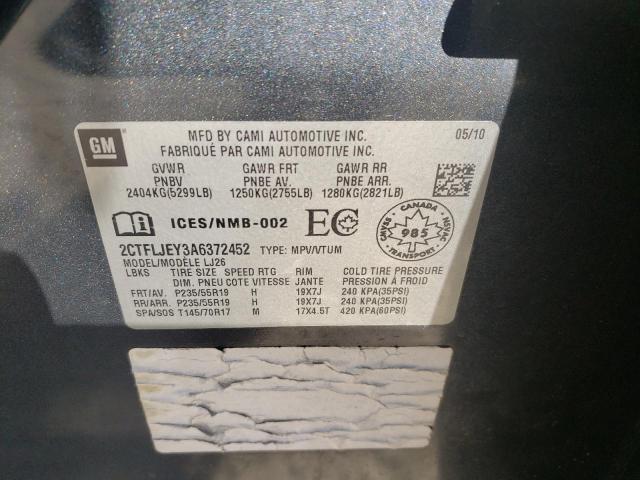 Photo 10 from auction – 2010 GMC TERRAIN SL with VIN 2CTFLJEY3A6372452