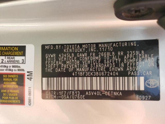 Foto 10 de la subasta – 2011 TOYOTA CAMRY BASE con VIN 4T1BF3EK3BU672404