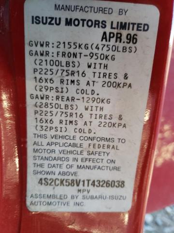 Photo 10 from auction – 1996 ISUZU RODEO S with VIN 4S2CK58V1T4326038