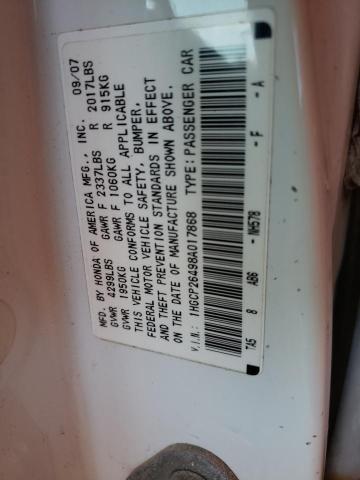 Photo 10 from auction – 2008 HONDA ACCORD with VIN 1HGCP26498A017868