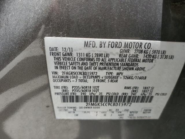 Photo 10 from auction – 2012 FORD FLEX SEL with VIN 2FMGK5CC9CBD15972