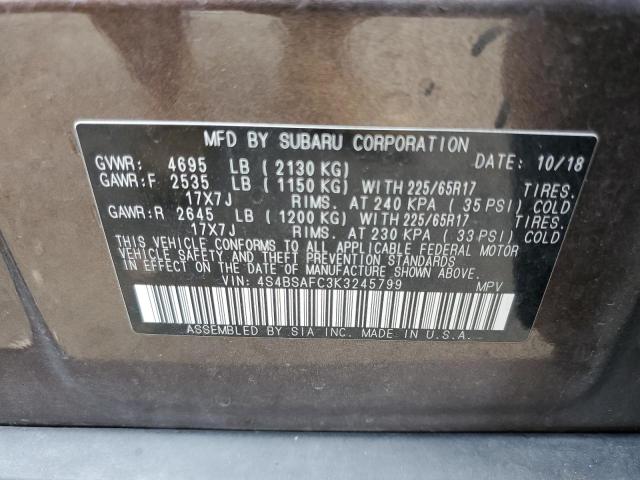 Photo 10 from auction – 2019 SUBARU OUTBACK 2. with VIN 4S4BSAFC3K3245799