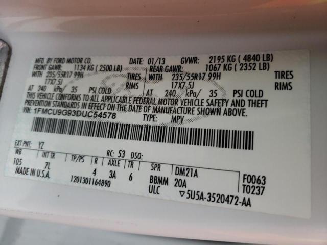 Photo 10 from auction – 2013 FORD ESCAPE SE with VIN 1FMCU9G93DUC54578