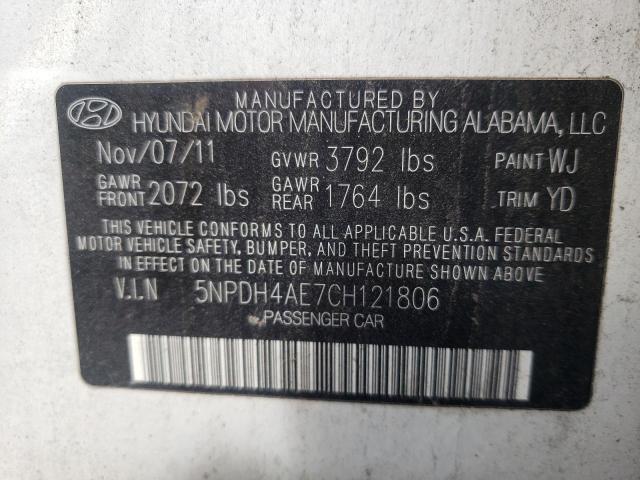 Photo 10 from auction – 2012 HYUNDAI ELANTRA GL with VIN 5NPDH4AE7CH121806