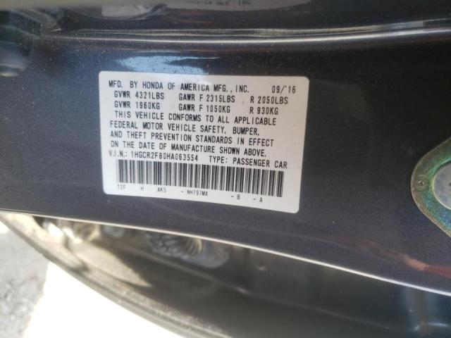 Photo 10 from auction – 2017 HONDA ACCORD EXL with VIN 1HGCR2F80HA063554