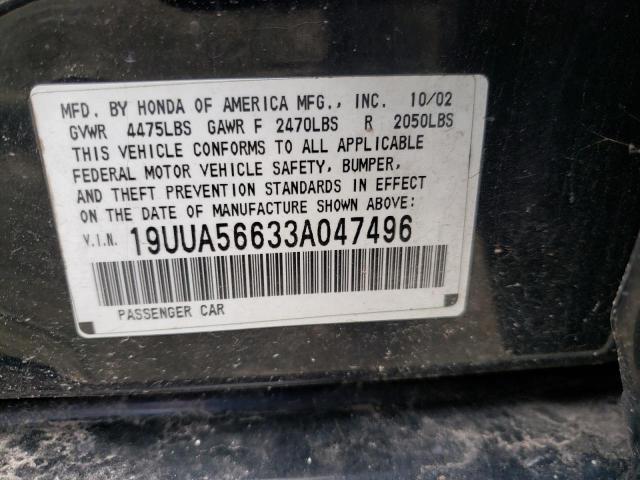 Photo 10 from auction – 2003 ACURA 3.2TL with VIN 19UUA56633A047496