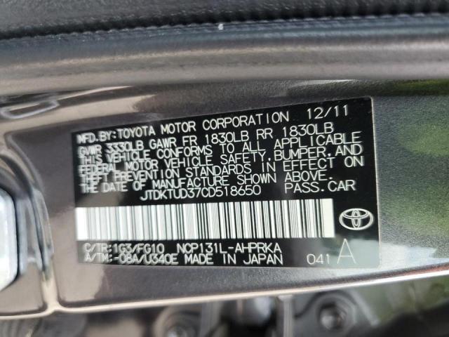 Photo 10 from auction – 2012 TOYOTA YARIS with VIN JTDKTUD37CD518650